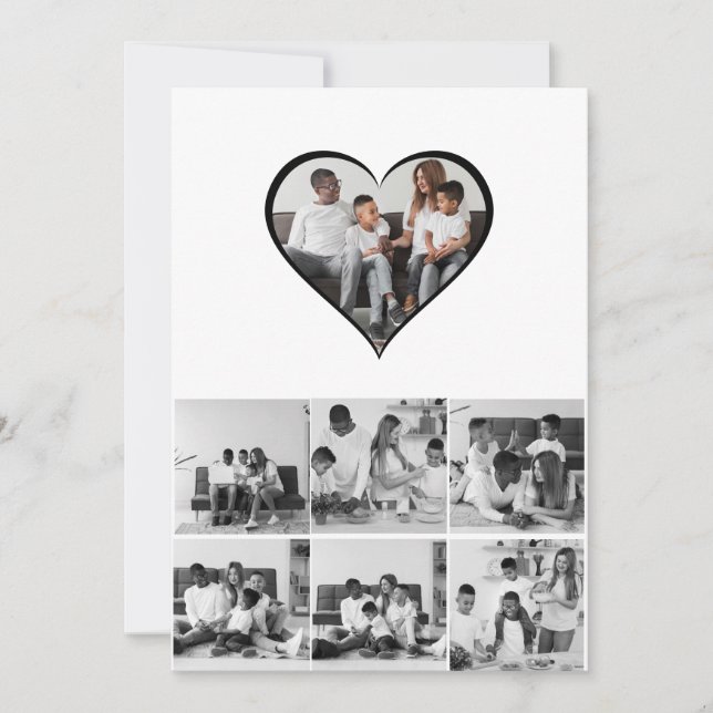 Cartão Colagem de Fotos Preto e Branco 7 (Frente)