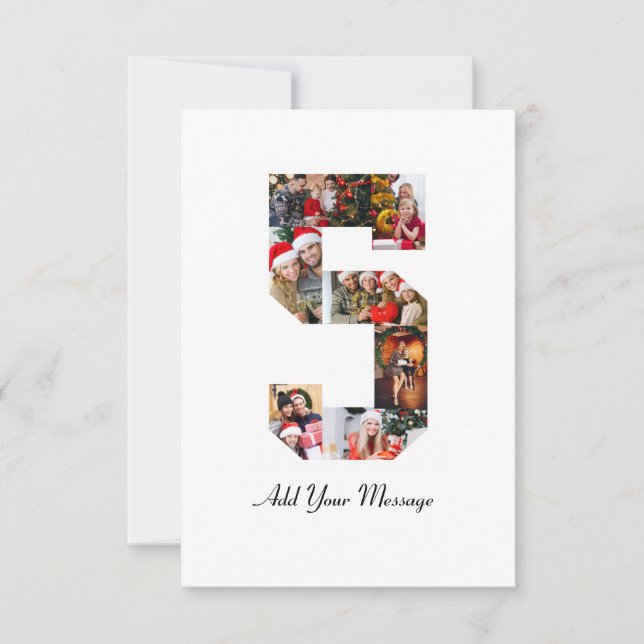 Cartão Colagem de Fotos Preto e Branco Número 5 (Frente)