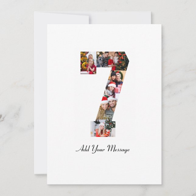 Cartão Colagem de Fotos Preto e Branco Número 7 (Frente)