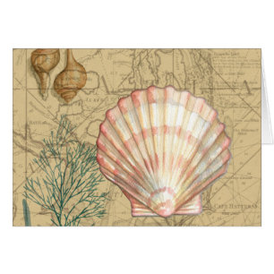 Cartão Colagem de Mapa Costeiro