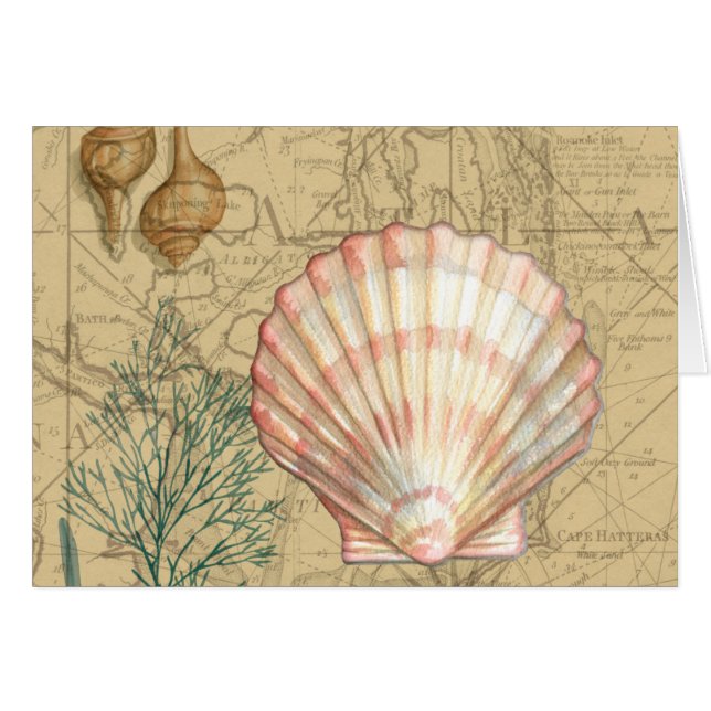 Cartão Colagem de Mapa Costeiro (Frente Horizontal)