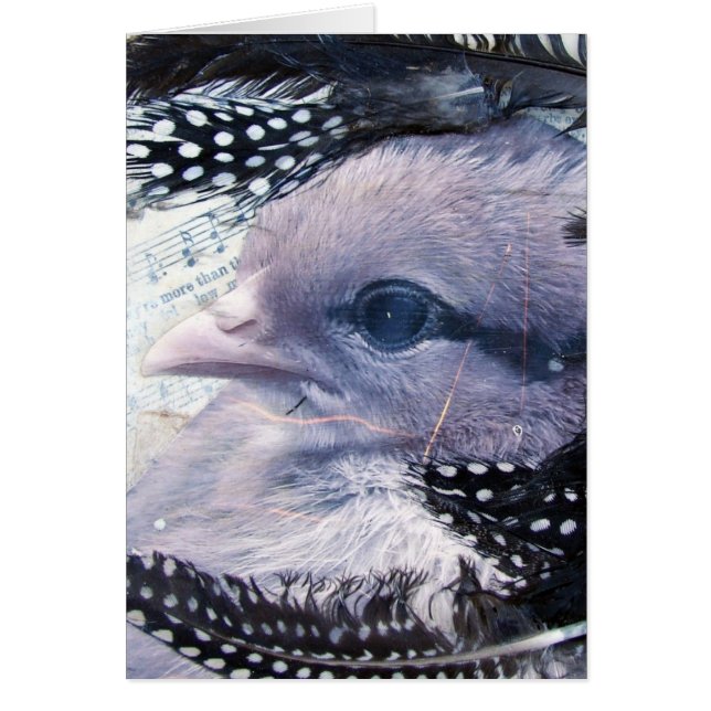 Cartão Colagem de mídia mista de pintinho (Frente)