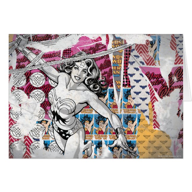 Cartão Colagem de Mulher Maravilha 5 (Frente Horizontal)