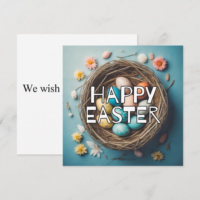 Cartão Colagem de Ovos de Páscoa Decorativos Vibrantes (Frente/Verso)