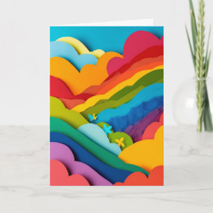 Cartão Colagem de Papel Prisma Arco-íris