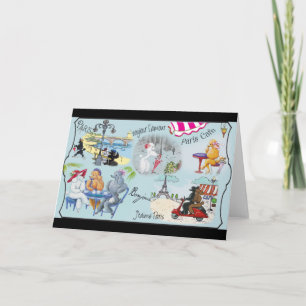 Cartão Colagem de Poodle Retro Paris