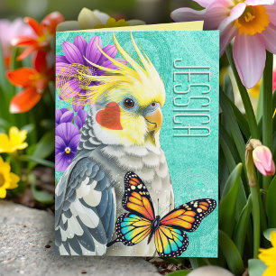 Cartão Colagem De Primavera De Vibrante Para Cockatiel Wh