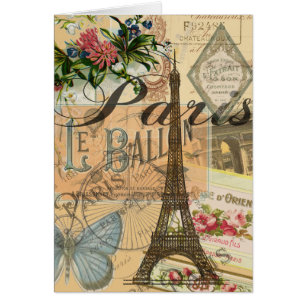 Cartão Colagem de Viagens vintage de Paris França