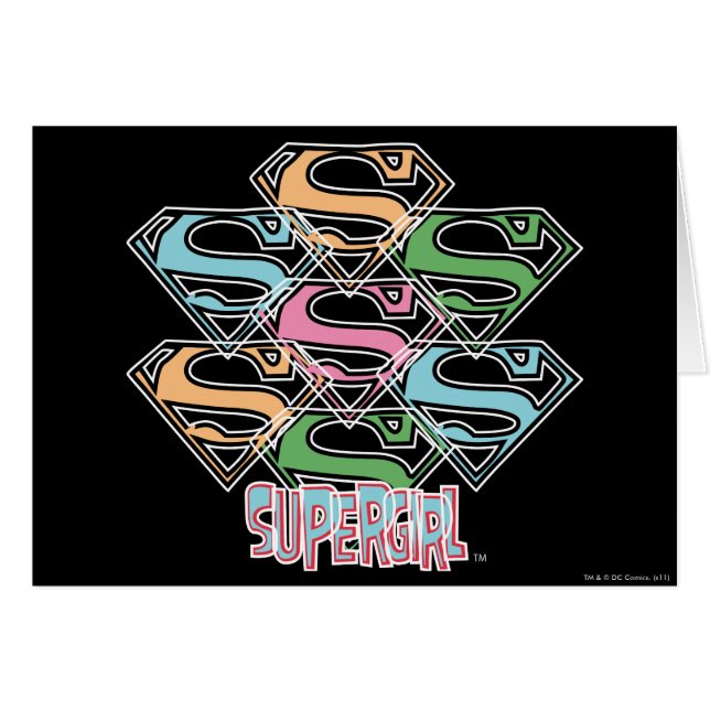 Cartão Colagem do logotipo Supergirl Pastel (Frente Horizontal)
