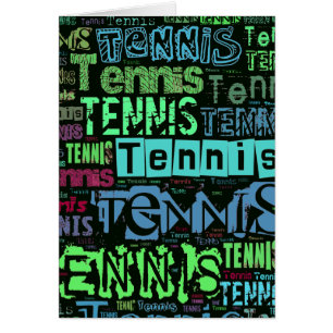 Cartão Colagem do texto do tênis