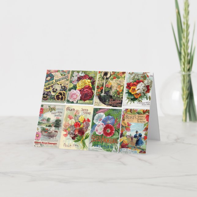 Cartão Colagem dos catálogos de semente da flor do (Frente)