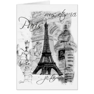 Cartão Colagem em Cena Francesa em Torre Eiffel de Paris