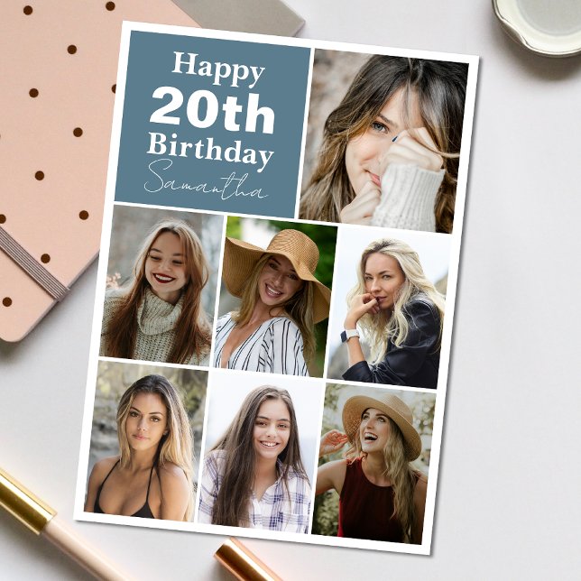 Cartão Colagem | Foto de qualquer idade Personalizar o an (Personalize the collage birthday greeting card to create a special keepsake for your loved one!)