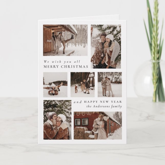 Cartão Colagem Fotográfica Festiva Moderna Dobrada de Nat (Frente)