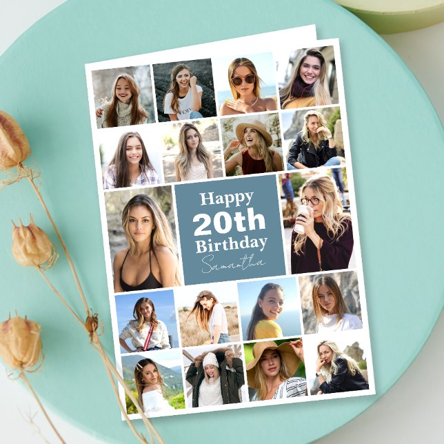 Cartão Colagem Moderna | Foto de qualquer aniversário per (Personalize the collage birthday greeting card to create a special keepsake for your loved one!)