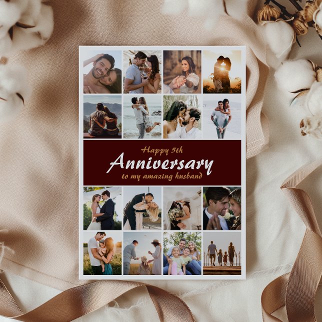 Cartão Colagem Personalizada de Aniversário de Casamento  (Capture cherished memories and express heartfelt love in one beautifully crafted card.)
