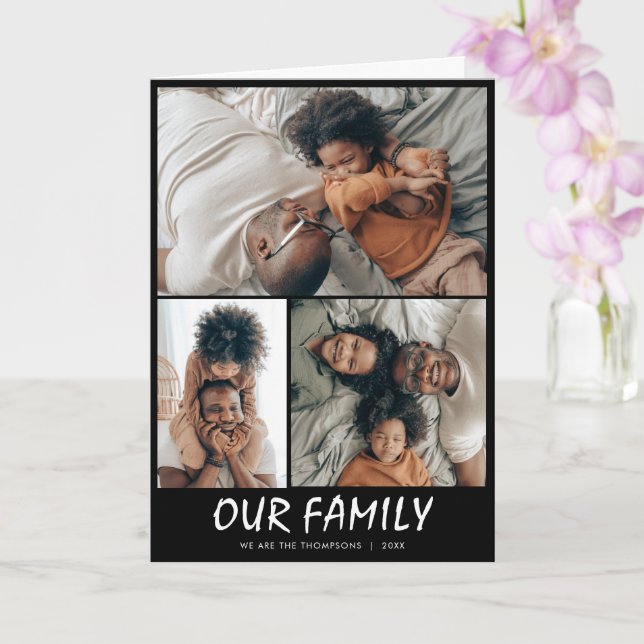 Cartão Colagem Personalizada de Três Fotos (Orquídea)