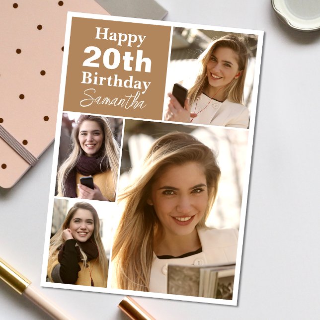 Cartão Colagem Simples 4 | Foto: Aniversário de Qualquer  (Personalize the collage birthday greeting card to create a special keepsake for your loved one!)