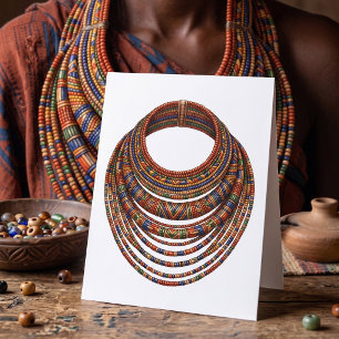 Cartão Colar de Contas Africano Tribal
