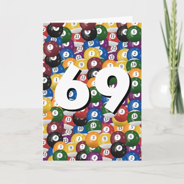 Cartão Coleção de Bolas de Bilhar para 69º Aniversário (Frente)