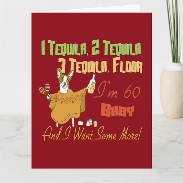 Cartão Coleção de Festas de aniversário Tequila 60th (Frente)