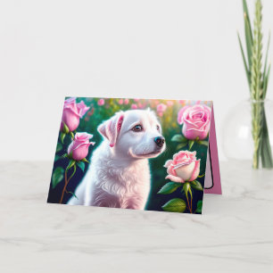 Cartão Coleção Rosas e Cachorro Bonito