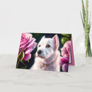 Cartão Coleção Rosas e Cachorro Fofo
