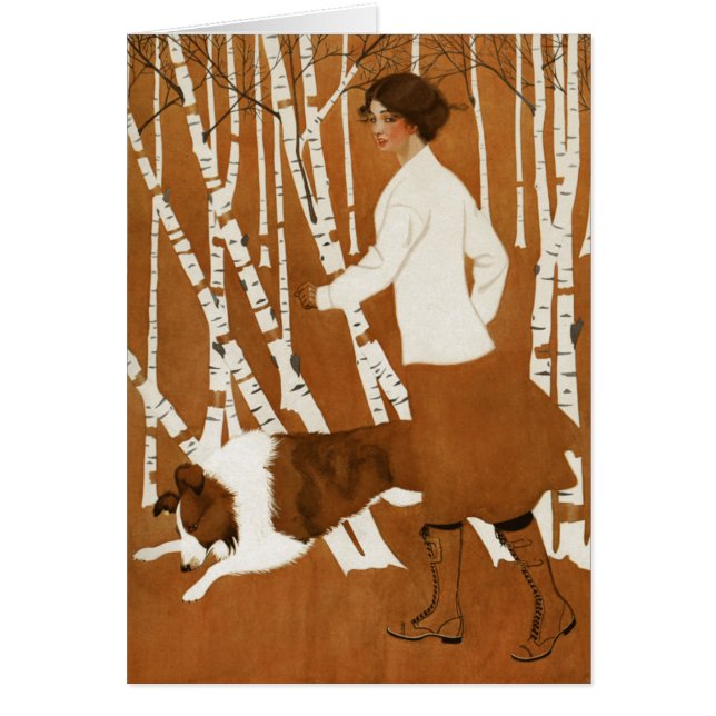 Cartão Coles Phillips Fadeaway Corrida com Collie (Frente)