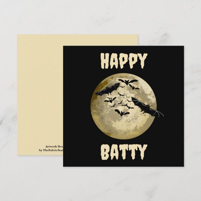 Cartão Colheita De Halloween Completo De Lua E De Voo Not (Frente/Verso)