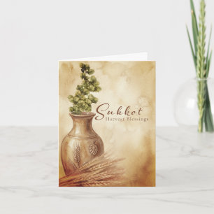 Cartão Colheita de Sukkot Outono Bênçãos