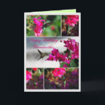 Cartão Colibri do feliz aniversario da avó<br><div class="desc">O Carib Verde-throated (holosericeus de Eulampis) é um colibri encontrado em poucas Antilhas do caribe,  variando para o norte aos Virgin Islands e ao Puerto Rico.  Aqui os Caribs visitam as flores de plantas do bougainvillea em St John nos E.U. Virgin Islands.</div>