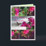 Cartão Colibri do feliz aniversario da avó<br><div class="desc">O Carib Verde-throated (holosericeus de Eulampis) é um colibri encontrado em poucas Antilhas do caribe,  variando para o norte aos Virgin Islands e ao Puerto Rico.  Aqui os Caribs visitam as flores de plantas do bougainvillea em St John nos E.U. Virgin Islands.</div>