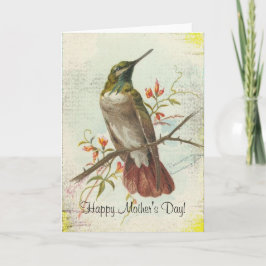 Cartão Colibri do vintage, dia das mães