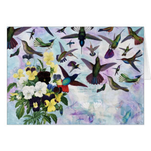Cartão Colibris e Pansies
