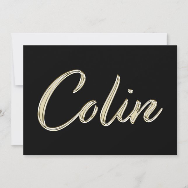 Cartão Colin Name white gold Handwriting Karte (Frente)