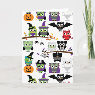 Cartão Collection Of Spooky Halloween Owls
