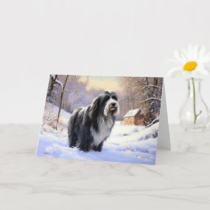 Cartão Collie, deixe nevar o Natal