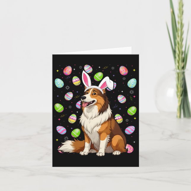 Cartão Collie Dog Easter Ovo Hunt Cony Ear Páscoa (Frente)
