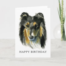 Collie Dog Watercolor Happy Birth