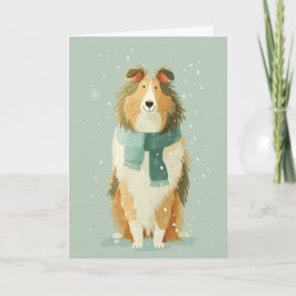Cartão Collie Holiday Greeting