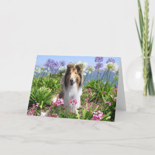 Cartão Collie in Flowers Card