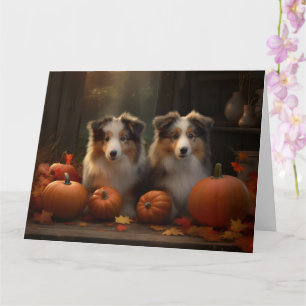 Cartão Collie Puppy Autumn Delight Pumpkin