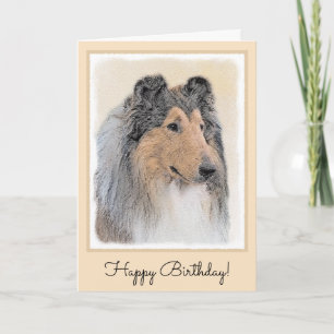 Cartão Collie (Rough) Painting - Cute Original Dog Art