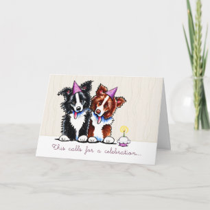 Cartão Collies de Borda Celebram Mensagem Personalizada d