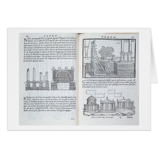 Cartão Colocando fundações, de "Della Architettura", bar (Frente Horizontal)