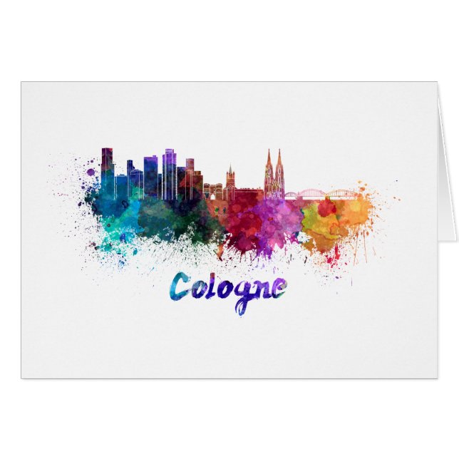 Cartão Cologne skyline in watercolor (Frente Horizontal)
