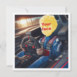 Cartão Coloque meu rosto na foto, fórmula 1 carro de corr