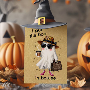 Cartão Coloquei o Boo em Boujee Ghost Coquette Halloween