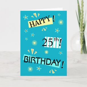 Cartão Color Block - Fun 25th Birthday Greeting Card