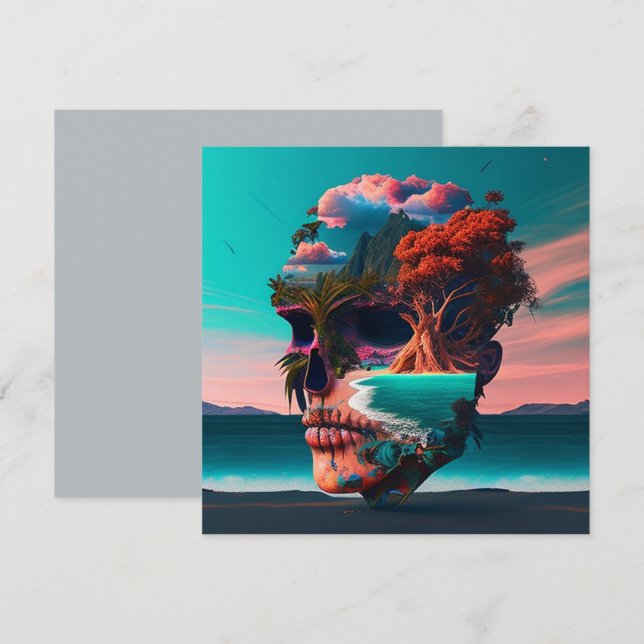Cartão Colored Skull Head (Frente/Verso)
